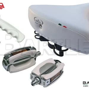 Sella MONTEGRAPPA 07F + Manopole + Pedali Bianco Bici Graziella - Olanda - Sport